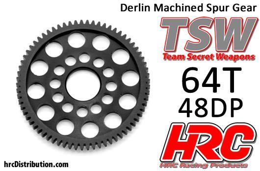 HRC Racing - HRC74864LW - Spur Gear - 48DP - Low Friction Machined Delrin - Ultra Light  -  64T