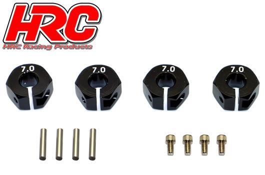 HRC Racing - HRC1082BK7 - Option Part - 1/10 Touring / Drift - Aluminum - 12mm Hex Wheel Adapter - 7mm Wide - Black (4 pcs)