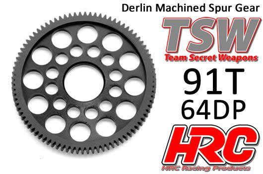 HRC Racing - HRC76491LW - Corona - 64DP - Low Friction Machined Delrin - Ultra Light -   91T