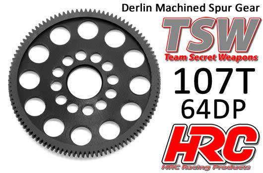 HRC Racing - HRC764107LW - Corona - 64DP - Low Friction Machined Delrin - Ultra Light - 107T