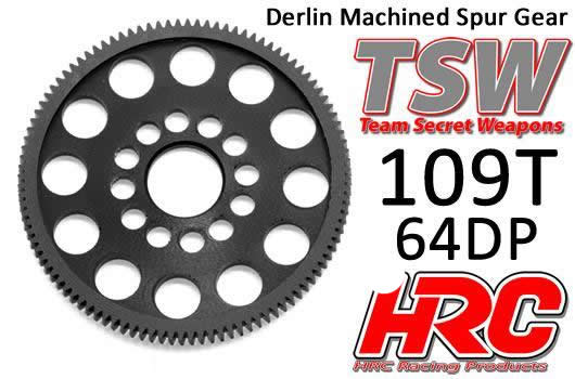 HRC Racing - HRC764109LW - Spur Gear - 64DP - Low Friction Machined Delrin - Ultra Light -  109T