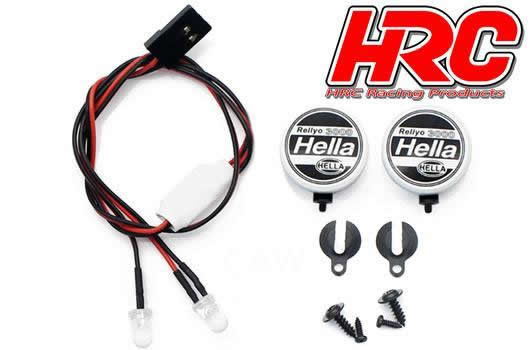 HRC Racing - HRC8723A2 - Set d'?clairage - 1/10 ou Monster Truck - LED - Prise JR - Hella Cover - 2x LED Blanches