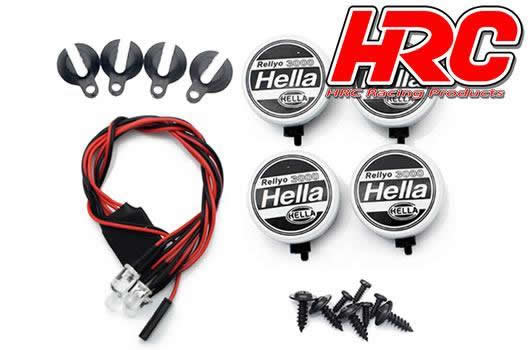 HRC Racing - HRC8723A4 - Lichtset - 1/10 oder Monster Truck - LED - JR Stecker - Hella Cover - 4x Weiss LED