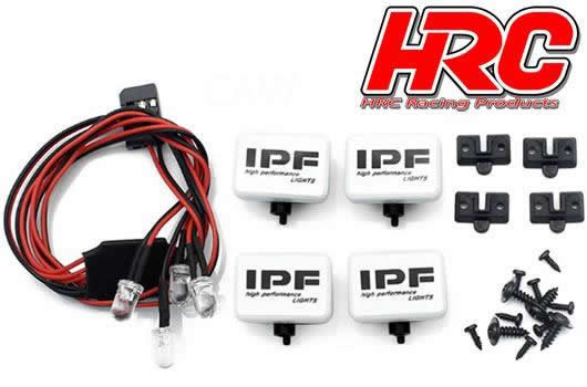 HRC Racing - HRC8723B4 - Set d'éclairage - 1/10 ou Monster Truck - LED - Prise JR - IPF Cover - 4x LED Blanches