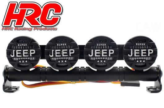 HRC Racing - HRC8723J4 - Set di illuminazione - 1/10 or Monster Truck - LED - JR Connetore - Barra di tetto - Jeep Cover - 4x Bianca LED