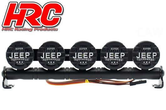 HRC Racing - HRC8723J5 - Set d'éclairage - 1/10 ou Monster Truck - LED - Prise JR - Barre de toit - Jeep Cover - 5x LED Blanches