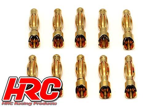 HRC Racing - HRC9004S - Connector - 4.0mm - Stripe Style - Male (10 pcs) - Gold