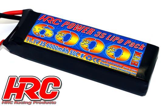 HRC Racing - HRC04360D - Accu - LiPo 3S - 11.1V 6000mAh 50C/100C- No Case - Slim - Prise Ultra-T 128x43x28mm