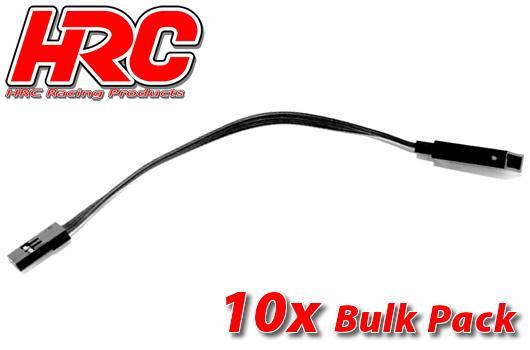 HRC Racing - HRC9240KB - Servo Extension Cable - Male/Female - JR  -  10cm Long - Black/Black/Black - BULK 10 pcs-AWG
