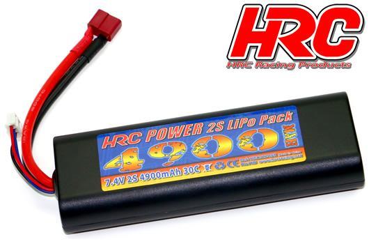HRC Racing - HRC02249RD - Battery - LiPo 2S - 7.4V 4900mAh 30C - RC Car - Rounded Hard Case - Ultra T  46.5*25*138.5mm