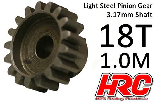 HRC Racing - HRC71018S - Pignon - 1.0M / axe 3.17mm - Acier - Léger - 18D
