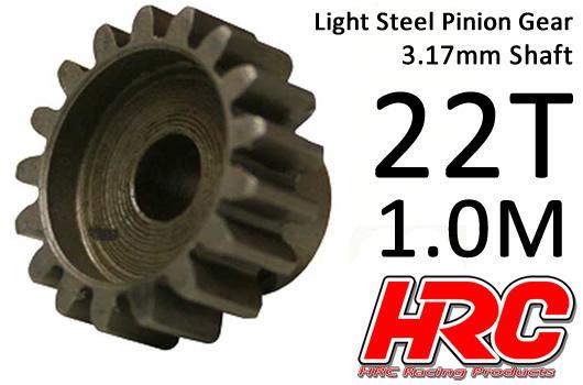 HRC Racing - HRC71022S - Pignon - 1.0M / axe 3.17mm - Acier - Léger - 22D