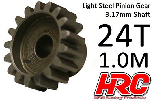 HRC Racing - HRC71024S - Pignon - 1.0M / axe 3.17mm - Acier - Léger - 24D