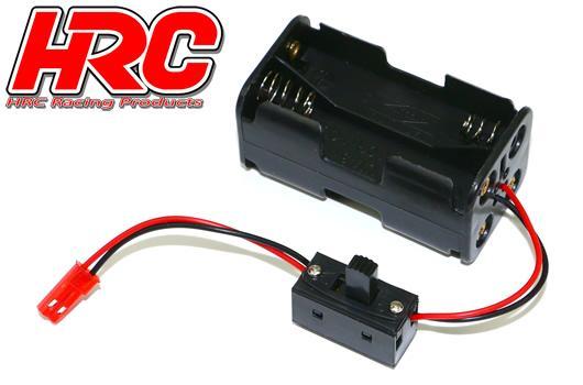 HRC Racing - HRC9271AS - Boitier de piles - AA - 4 éléments - Carré - avec connecteur BEC et interrupteur