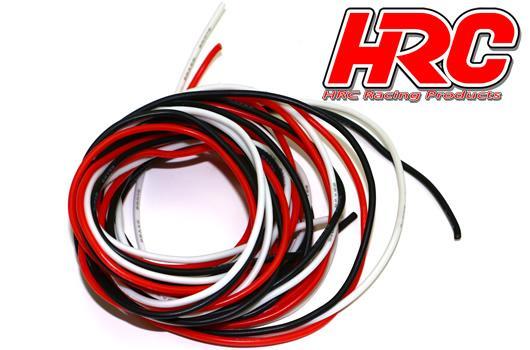 HRC Racing - HRC9592F - Kabel - 22 AWG / 0.33mm2 - White, Rot und Schwarz - Flach (2m)