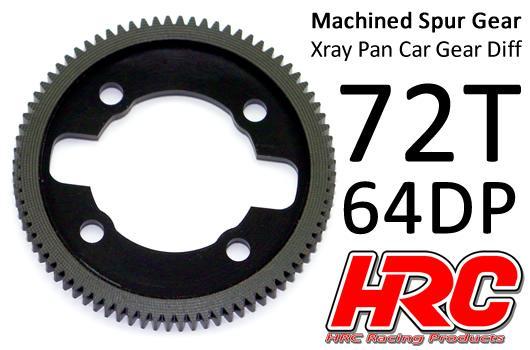 HRC Racing - HRC764X72 - Spur Gear - 64DP - Low Friction Machined Delrin - Ultra Light - Xray Pan Car - 72T