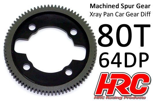 HRC Racing - HRC764X80 - Spur Gear - 64DP - Low Friction Machined Delrin - Ultra Light -  Xray Pan Car - 80T