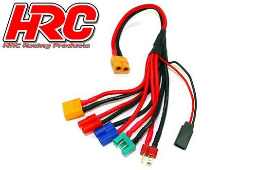 HRC Racing - HRC9624 - Charger Lead - Gold - XT60 Charger Plug to EC3 / MPX / XT60 / CT4 / Ultra T / Receiver UNI (FUT & JR) Plug - 300mm