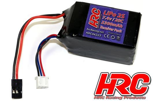 HRC Racing - HRC06223HJ - Accu - LiPo 2S - 7.4V 2300mAh 20C - No Case - Accu récepteur - Hump Style - Prise JR 33.5*32*55mm