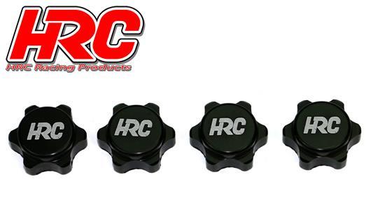 HRC Racing - HRC1057PBK - Radmutter 1/8 - 17mm x 1.25 - geriffelt geschlossen - Schwarz (4 Stk.)