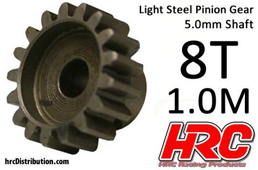 HRC Racing - HRC71008 - Pinion Gear - 1.0M / 5mm Shaft - Steel - Light -  8T