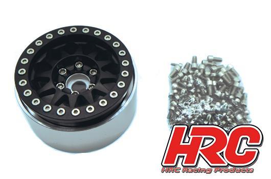 HRC Racing - HRC65101BK - Felgen - 1/10 Crawler - 1.9" - 12mm Hex - Aluminium - 10-Spokes Beadlock - Schwarz (4 Stk.)