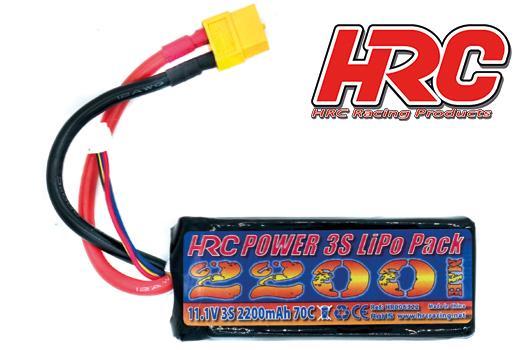 HRC Racing - HRC06322X - Battery - LiPo 3S - 11.1V 2200mAh 70C - No Case - XT60 - 90x35x26mm