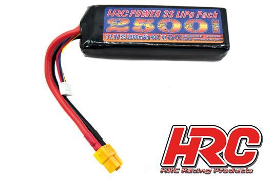 HRC Racing - HRC06325X - Battery - LiPo 3S - 11.1V 2500mAh 40C - No Case - XT60 - 102x35x24mm