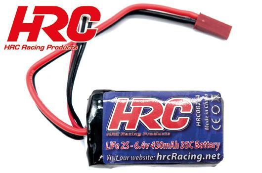 HRC Racing - HRC08204B - Accu - LiFe 2s - 6.4V 450mAh 35C - No Case - BEC - 46 x 27 x 14mm