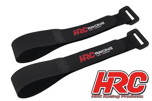 HRC Racing - HRC5046A - Hook and loop tape with eyelet - black with logo - 15x200mm