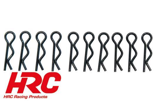 HRC Racing - HRC2071FBK - Clips Carrozzeria - 1/10 - Corti - piccola testa - piato - Nero (10 pzi)