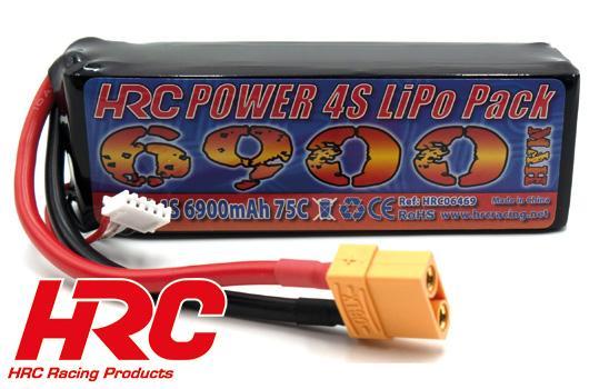 HRC Racing - HRC06469XT90 - Batteria - LiPo 4S - 14.8V 6900mAh 75C - No Case - XT90AS - 135x43x42mm