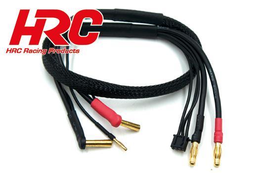 HRC Racing - HRC9157P - Charger Lead - 4mm Bullet to 4mm & JST Balancer Plug for Hardcase battery - 50cm WRAP Type - Pro - Gold