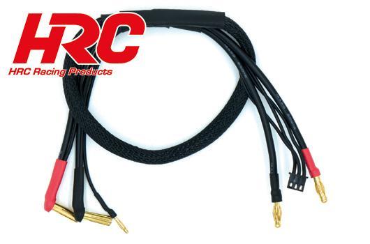HRC Racing - HRC9159P - Câble de charge - 4mm Bullet à prise 5mm & Balancer JST pour accu Hardcase - 50cm WRAP Type - Gold