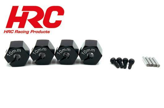 HRC Racing - HRC1082BK10 - Pièce Option - 1/10 Touring / Drift - Aluminium - Hexagones de roues 12mm - Largeur 10mm - Noir (4 pces)