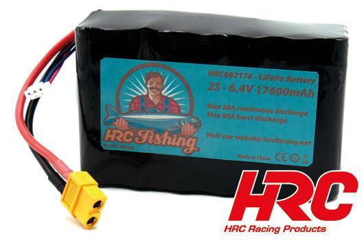HRC Racing - HRC082176 - Battery - LiPo 2S - 6.4V 17600mAh 30A/60A - RC BaitBoat - HRC 17600 - No Case - XT60 Plug - 112x71x56mm