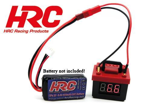 HRC Racing - HRC25501 - Parti della carrozzeria - Accessori 1/10 - Scala - Batteria fittizia a 12 V con allarme di tensione LCD