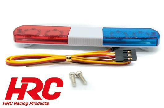 HRC Racing - HRC8733NU - Set d'éclairage - 1/10 TC/Drift - LED - Prise JR - Barre de toit Police V3 Etroit (Bleu / Rouge)