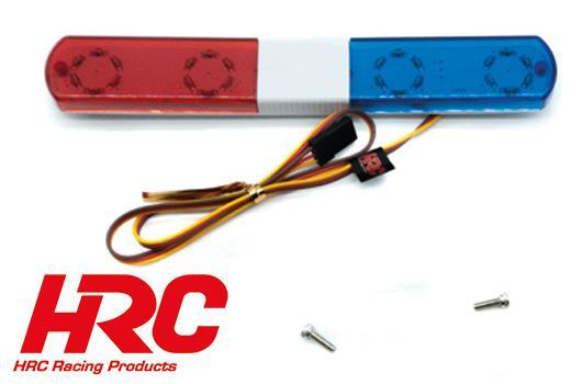 HRC Racing - HRC8733WU - Set d'éclairage - 1/10 TC/Drift - LED - Prise JR - Barre de toit Police V3 Large (Bleu / Rouge)