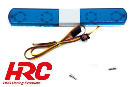 HRC Racing - HRC8733WB - Set d'éclairage - 1/10 TC/Drift - LED - Prise JR - Barre de toit Police V3 Large (Bleu / Bleu)