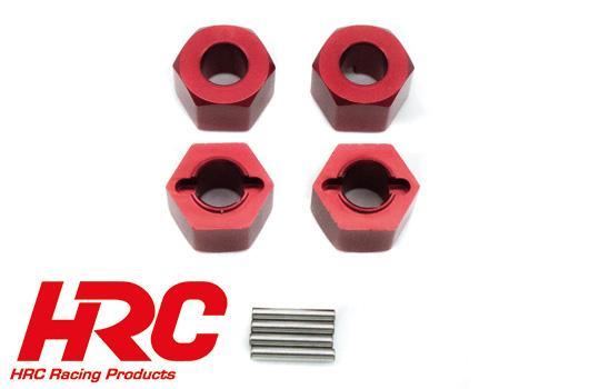 HRC Racing - HRC15-X017RE - Parte opzionale - Dirt Striker - ruota in alluminio Hex (4 pezzi) - rosso