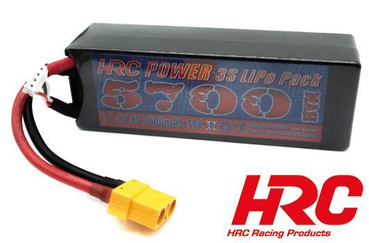 HRC Racing - HRC02357X - Batteria - LiPo 3S - 11.1V 5700mAh 70C - RC Car - HRC 5700 - Hard Case - XT90AS 46.5*38*138.5mm