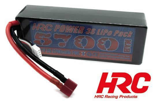 HRC Racing - HRC02357D - Batteria - LiPo 3S - 11.1V 5700mAh 70C - RC Car - HRC 5700 - Hard Case - Ultra-T 46.5*38*138.5mm