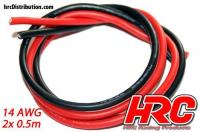Câble  - 14 AWG / 2.0mm2 - Argent (400 x 0.08) - Rouge et Noir (0.5m chaque)