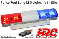 Set d'éclairage - 1/10 TC/Drift - LED - Prise JR - Barre de toit Police V1 - 6 modes de clignotement (Bleu / Rouge)
