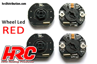 Set d'éclairage - 1/10 TC/Drift - LED - éclairage de roue - 12mm Hex - Rouge (4 pces)