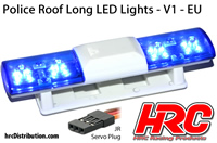 Set d'éclairage - 1/10 TC/Drift - LED - Prise JR - Barre de toit Police V1 - 6 modes de clignotement (Bleu / Bleu)