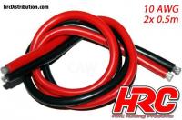 Cavo - 10 AWG / 5.2mm2 - Argento (1050 x 0.08) - Rosso and Nero (0.5m ogni)