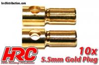 Connector - 5.5mm - Male (10 pcs) - Gold