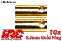 Connector - 5.5mm - Female (10 pcs) - Gold